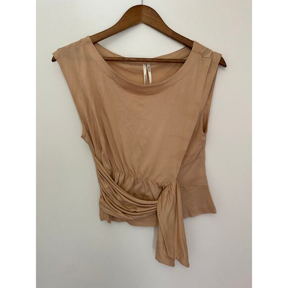 Anthropologie Tops - Anthropologie Drape Wrap Tank Top Nude Brown Tan Sleeveless EUC XS Assymetric